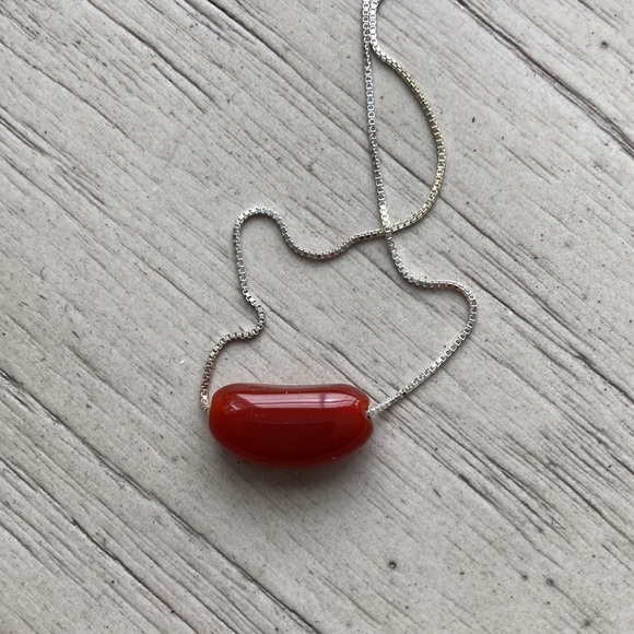 Sterling silver necklace with carnelian - Picture 5 of 6